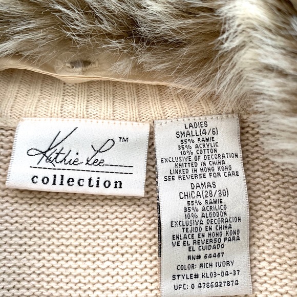 Kathie Lee Collection zipper sweater fur collar S - Picture 2 of 7